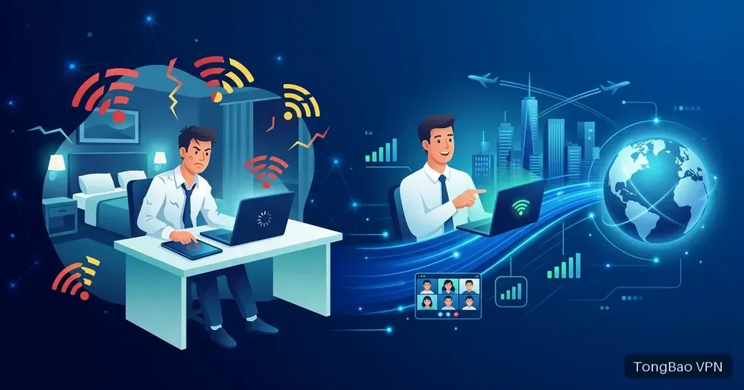 出差酒店 Wi-Fi 总卡顿、视频会议突然掉线？商务差旅跨境网络稳定接入指南